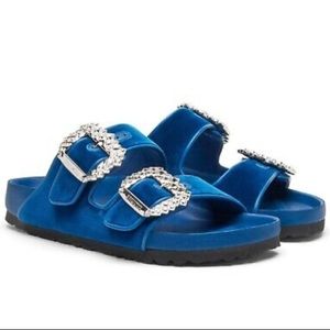 Manolo Blahnik Birkenstock. Brand new, never worn. Size 38 blue